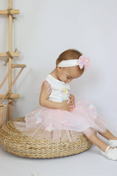 Baby Girls pink Butterfly tutu skirt Set