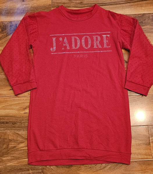 Girl's Red J'Adore Paris Jumper Dress