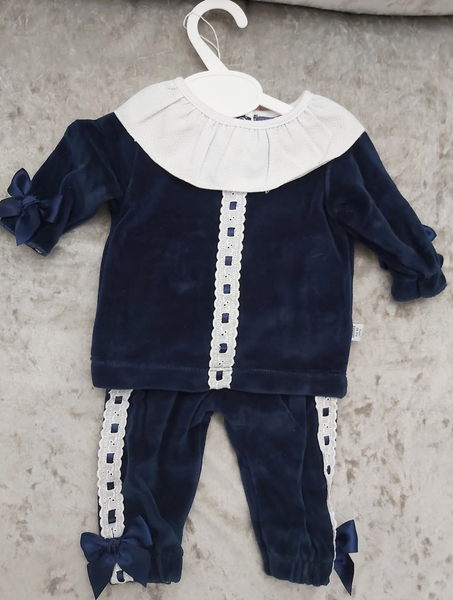 Baby Boy's/Unisex Navy Velvet Spanish 2 piece set