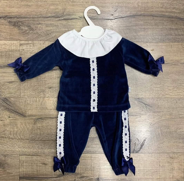 Baby Boy's/Unisex Navy Velvet Spanish 2 piece set