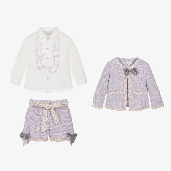 Girls Beau KiD Lilac shorts, Jacket and Shirt Set
