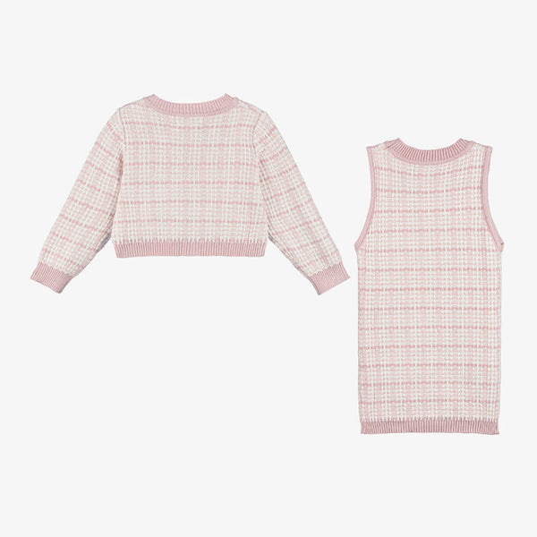 Girl's Beau KiD dusky pink & Ivory Dress & Cardigan Set