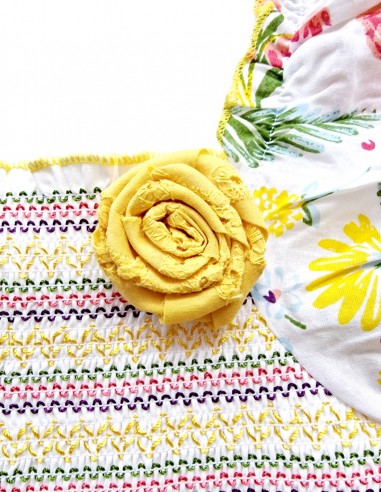 Girl's Yellow Smock Patchwork Dress