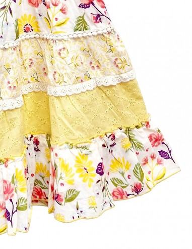 Girl's Yellow Smock Patchwork Dress