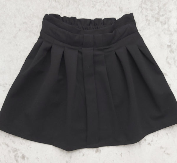 Girl's White Ruffle shirt with black trim & Black Skirt