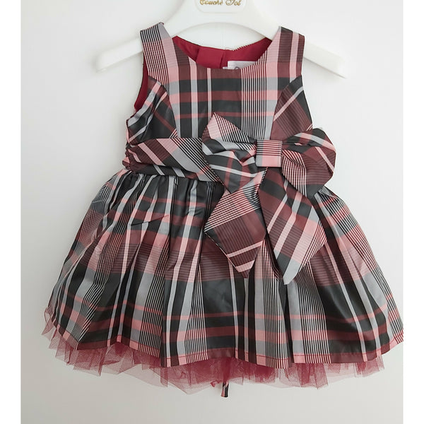 Girls Maroon Tartan Dress & Bolero set
