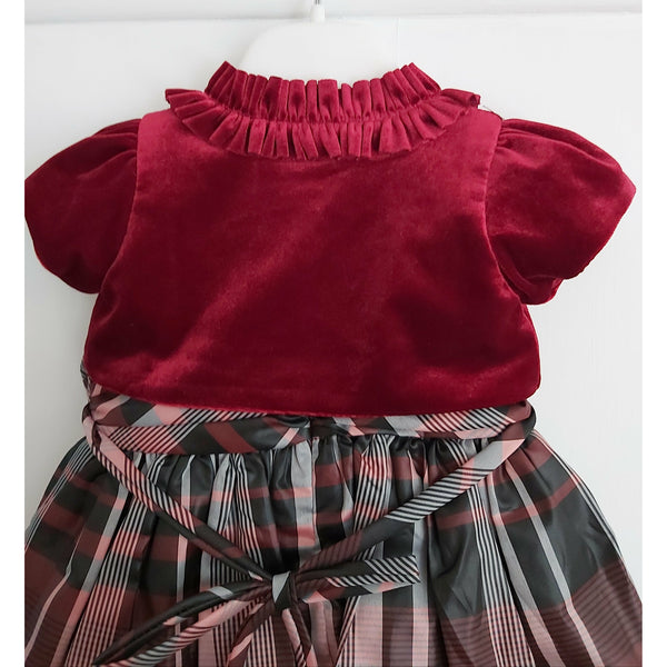 Girls Maroon Tartan Dress & Bolero set