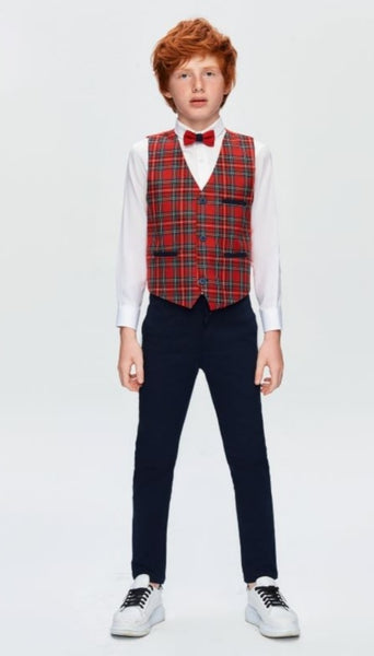 Boys Red &Tartan Suits