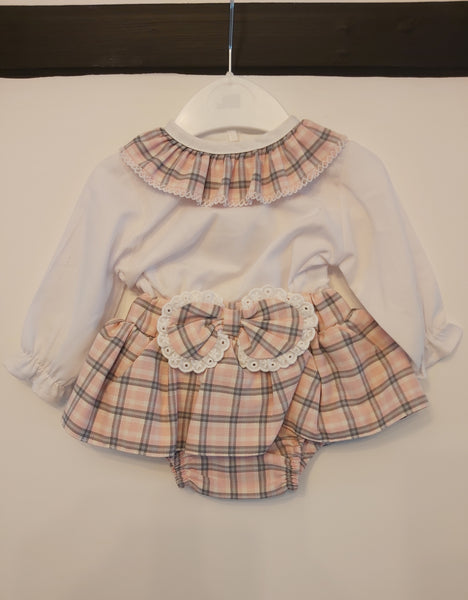 Baby Girl's Pink Tartan jam pants set