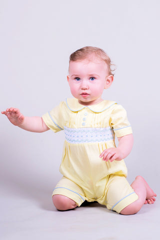 Baby Boy's Baby Lemon Yellow Smocked Romper
