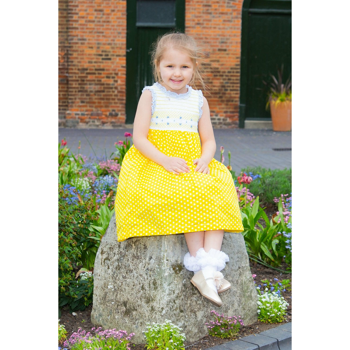 Baby girl yellow polka dot cheap dress