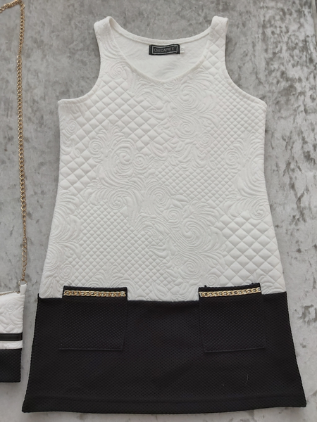 Girl's 3-piece Black and White jacket, Dress & Bag outfit