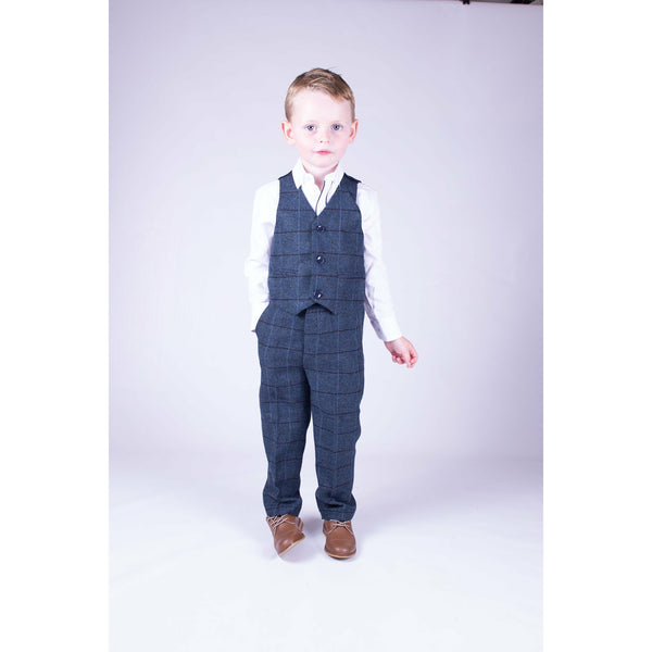 Boys Navy Tweed Suit