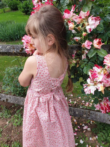 Girl's Pink Floral Hand Smock Dress