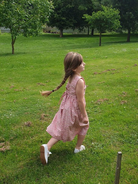 Girl's Pink Floral Hand Smock Dress