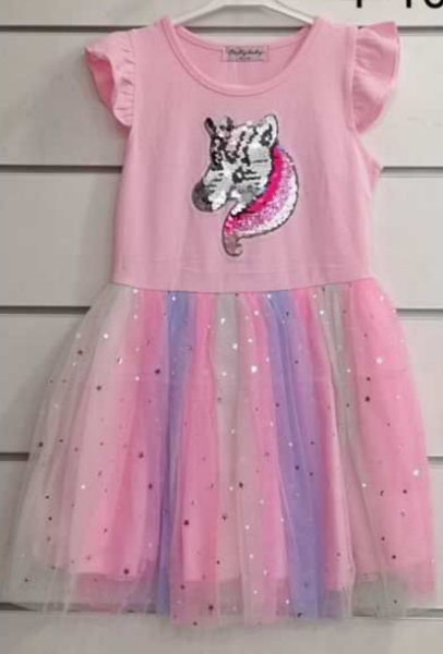 Girl's Baby Pink Unicorn Sparkly Tutu Party Dress