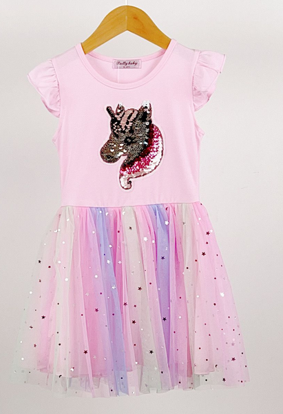 Girl's Baby Pink Unicorn Sparkly Tutu Party Dress