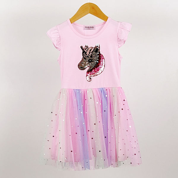 Girl's Baby Pink Unicorn Sparkly Tutu Party Dress