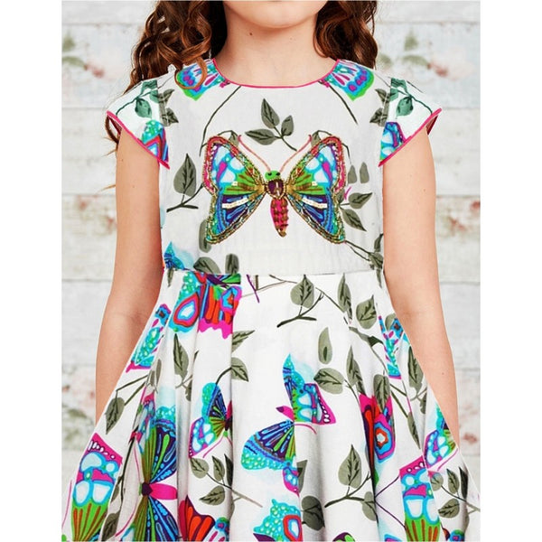 Girl's Butterfly handkerchief 100% cotton Cap sleeve Domino Girl Dress