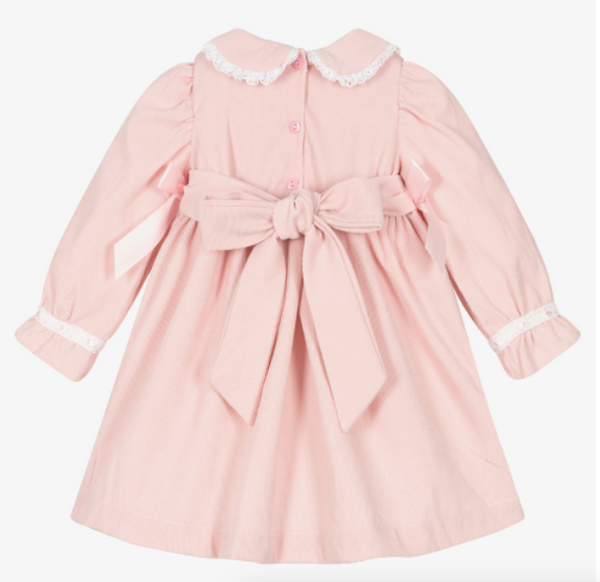 Baby & Girl's Baby Pink Corduroy Smock Dress with Bows