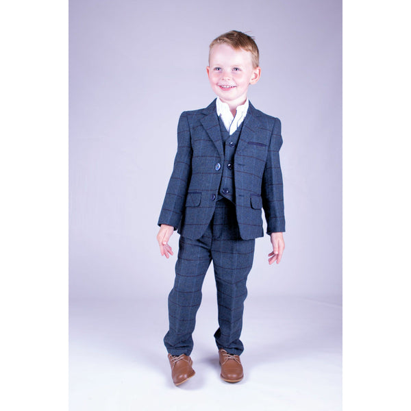 Boys Navy Tweed Suit