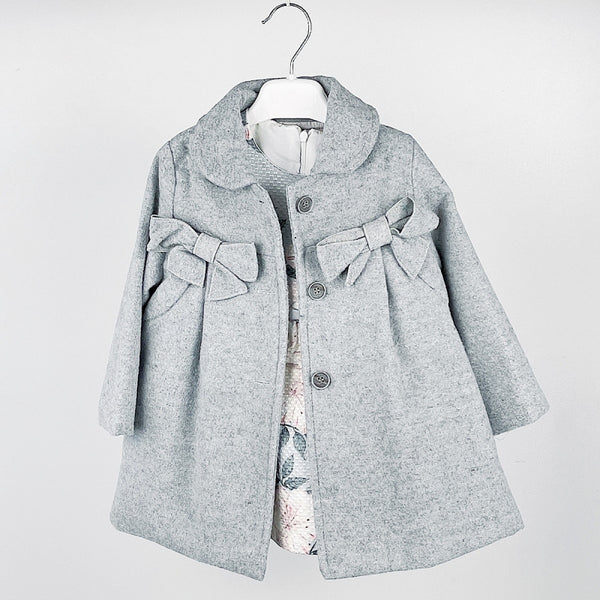 Girls Grey Coat & Floral Dress