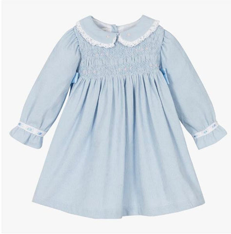 Baby/ Girls Baby Blue Corduroy Smock Dress