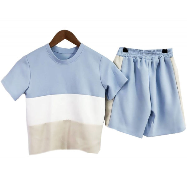 Boys 3 stripe t-shirt and shirt set