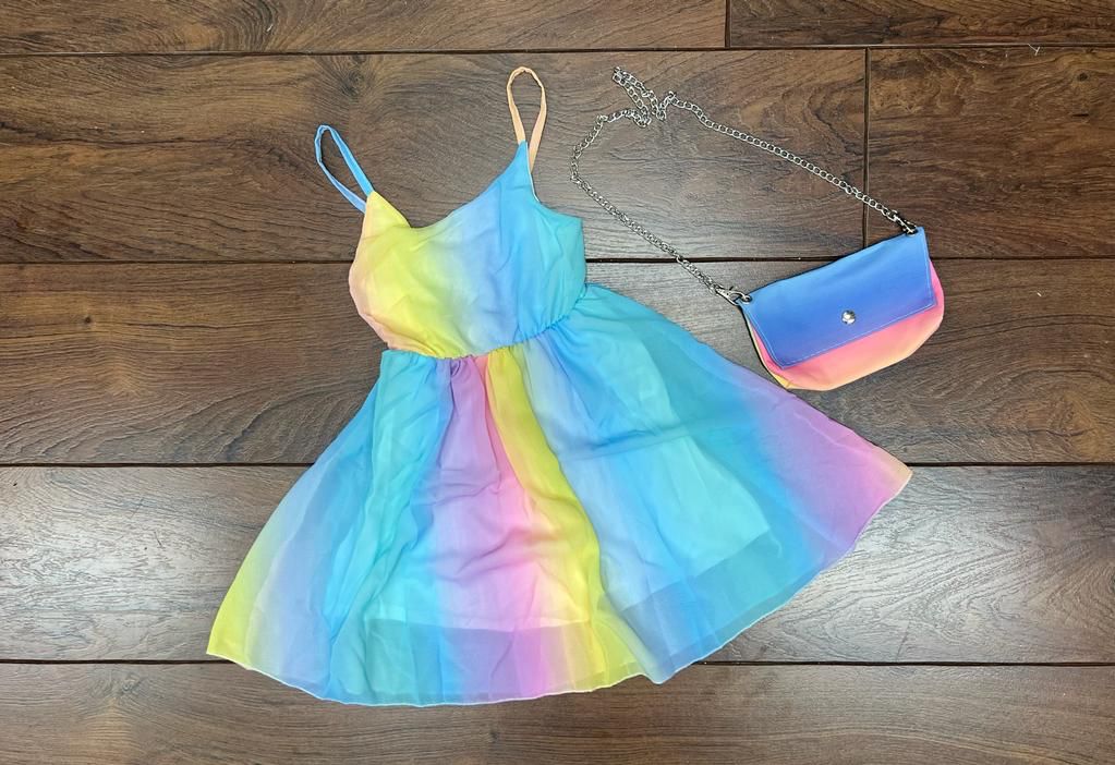 Girl's Rainbow Chiffon Dress & Bag