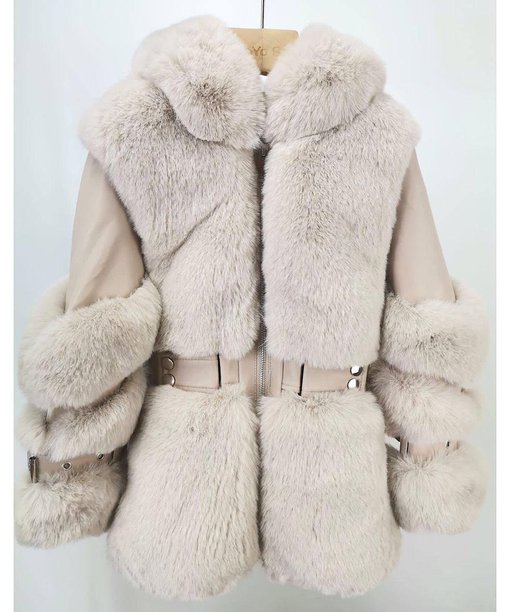 Girl's Beige Faux Fur Winter coat