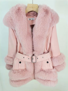 Girl's Pink Faux Fur Winter Coat