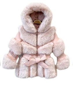 Pink Faux Fur Studded Coat
