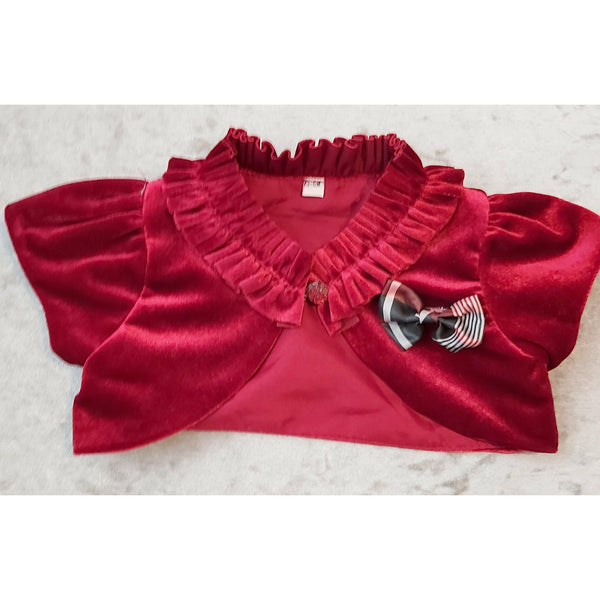 Girl's Maroon Red Tartan Dress & Bolero set