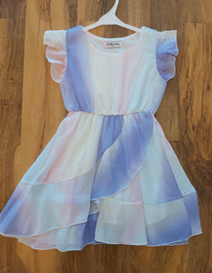 Girls Lilac pastel Mix Chiffon Ruffle Dress