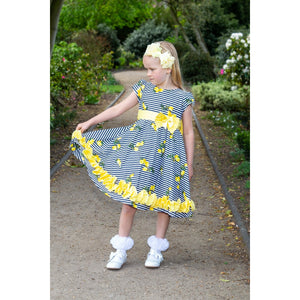 Baby Girl's Navy and white Lemon Bow Dress