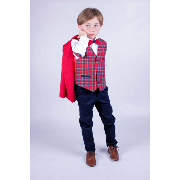 Boy's Red Tartan Suit Outfit