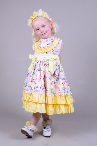 Girls Yellow and pink floral dress