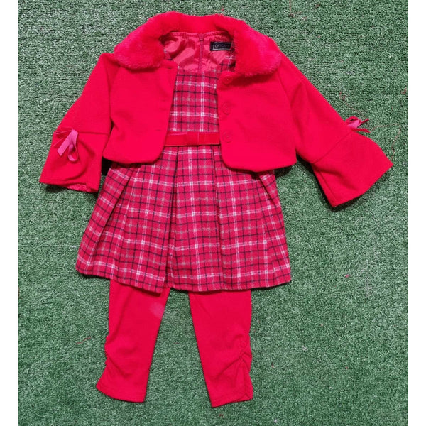 Girls Tartan Dress, jacket 3 peice Set