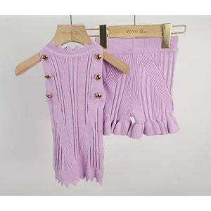 Girl's Lilac Knitted Short & Top Set
