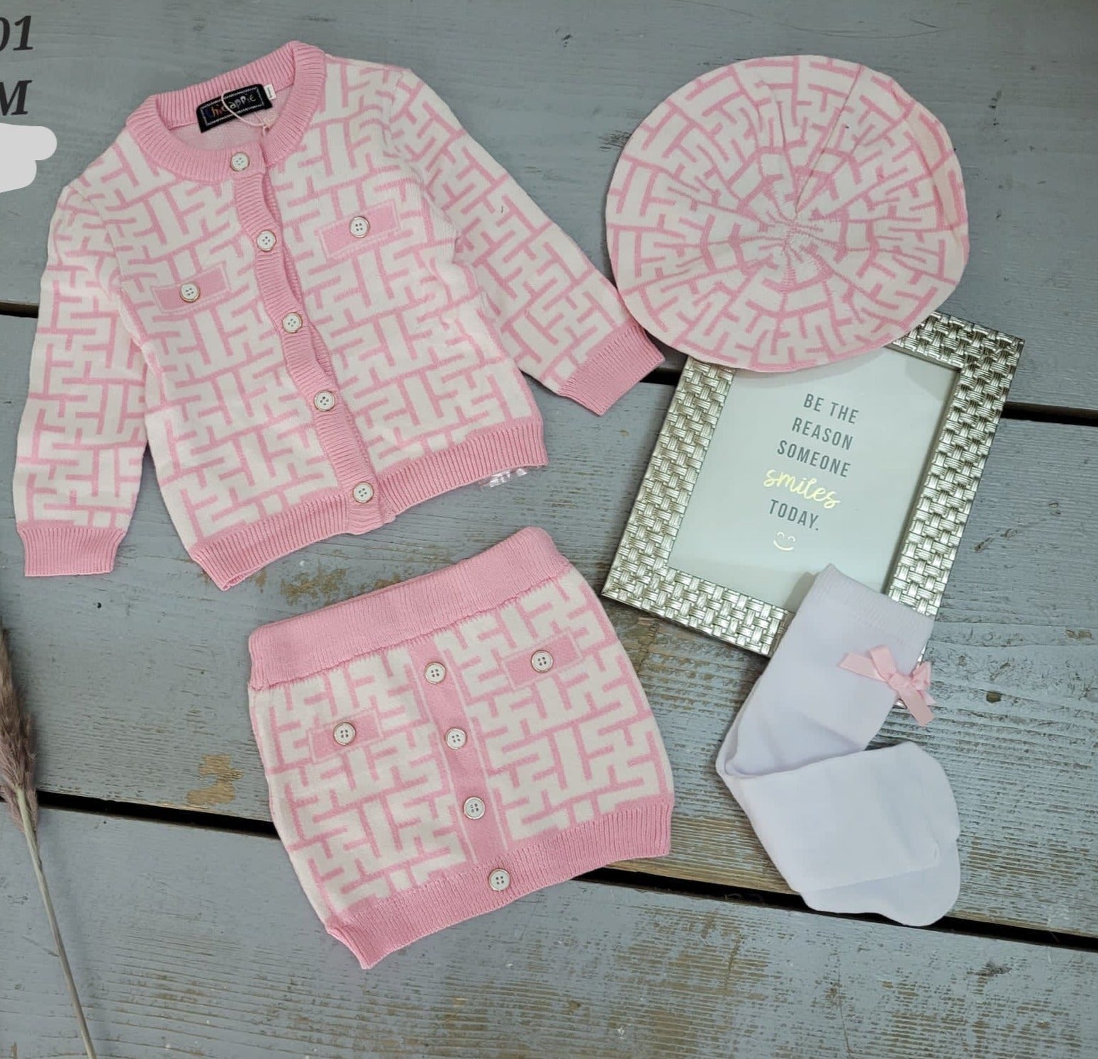 Girl's Pink Knitted 3 Piece Set