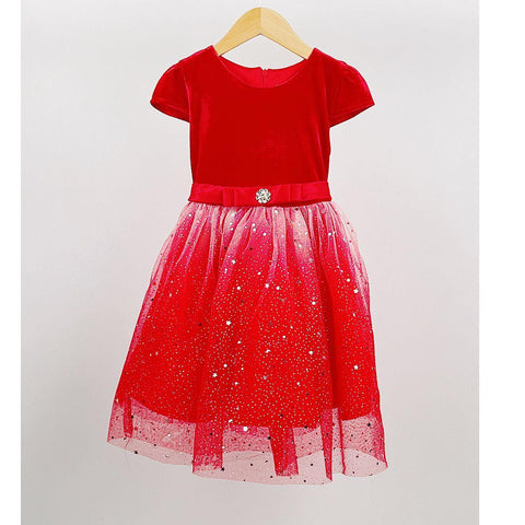 Girl's Red Sparkly Star Party Dress
