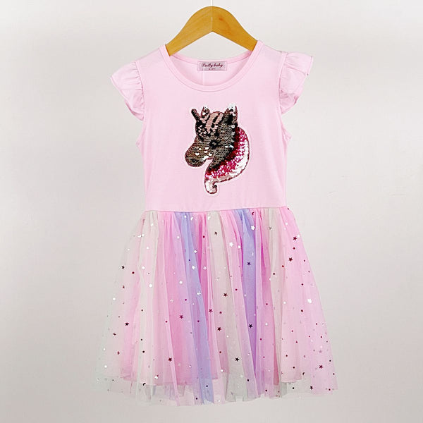 Girl's Baby Pink Unicorn Sparkly Tutu Dress