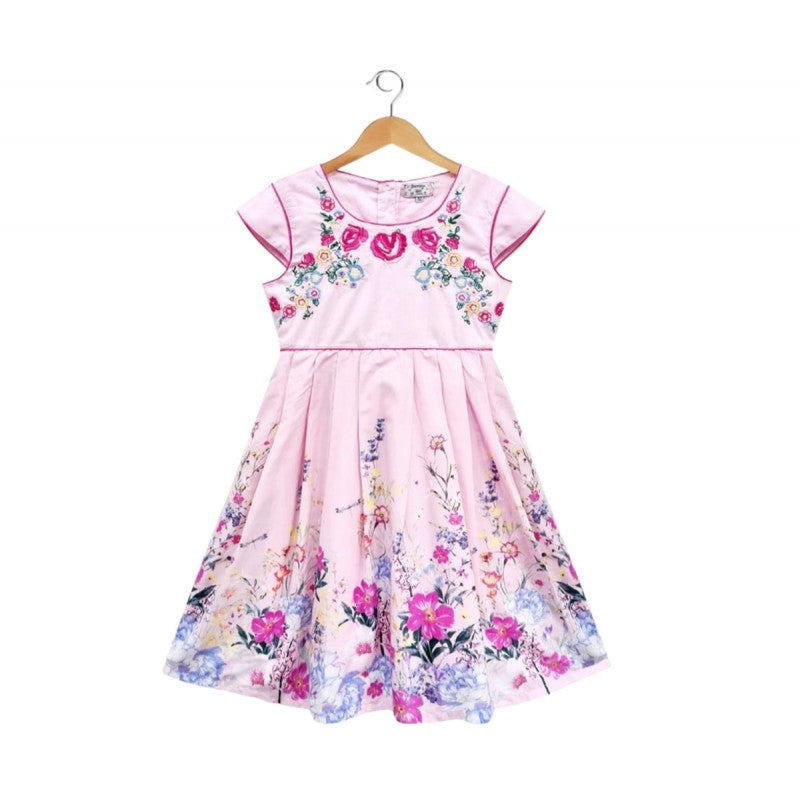 Girl's Pink Floral cotton dress