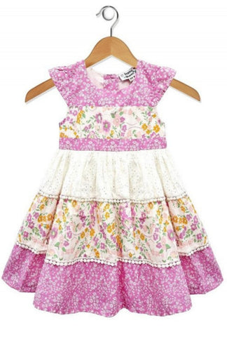 Baby Girl's Pink Floral Print Tier Dress