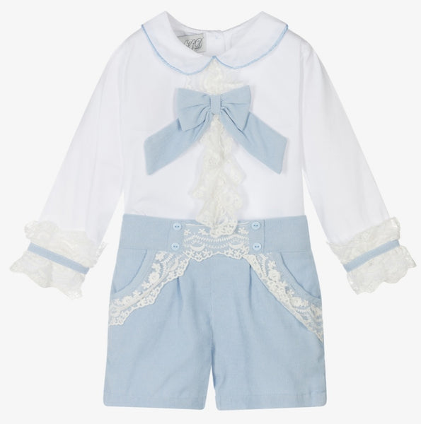 Girl's Baby Blue Courdroy Short & Shirt Set