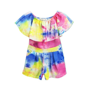 Girls Tie Dye Bright Short Playsuit