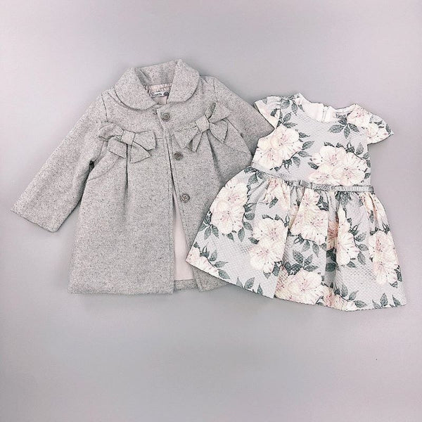 Girls Grey Coat & Floral Dress