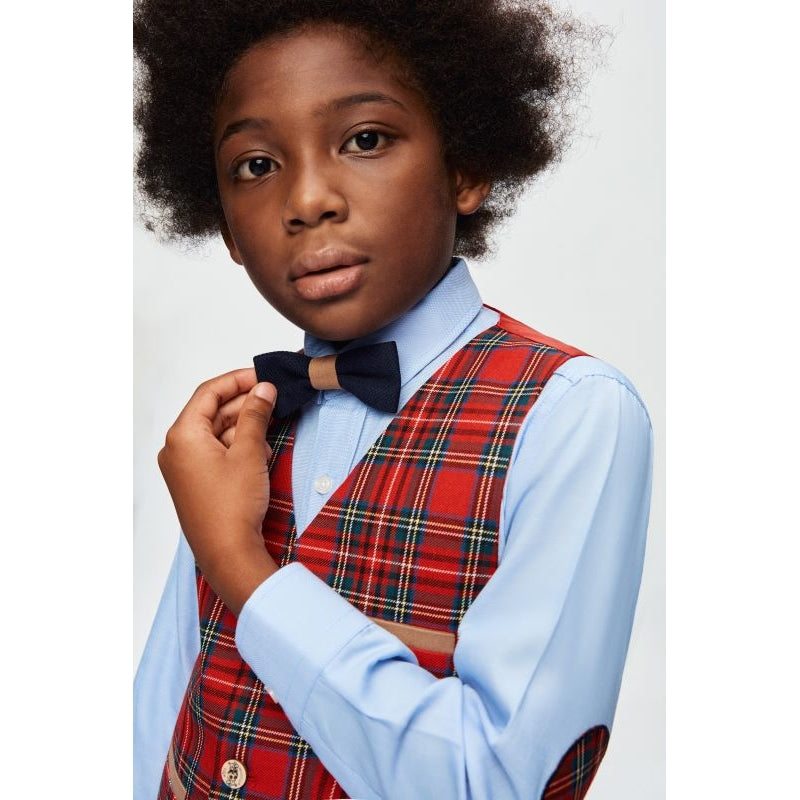 Boys Navy Tartan Suit